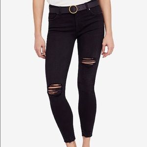 Free People black distressed jeans